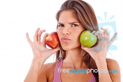 Green Apple Vs Red Apple Stock Photo