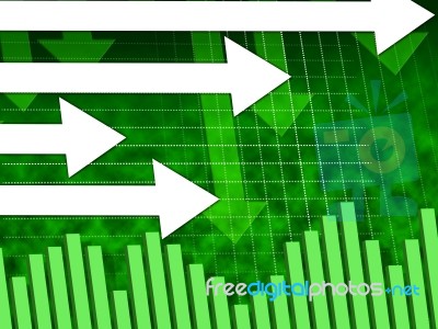 Green Arrows Background Shows Direction Towards Right
 Stock Image