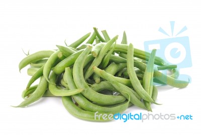Green Beans On White Background Stock Photo