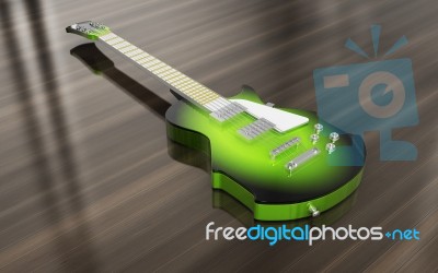 Green Electric Guitar Stock Image