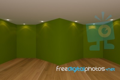 Green Empty Room Stock Image