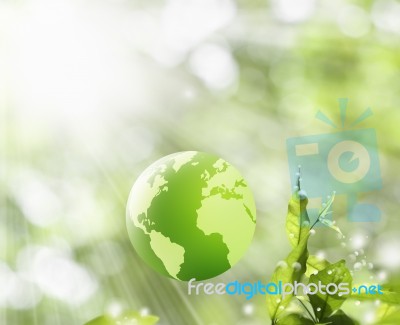 Green Globe In Nature Background Stock Image