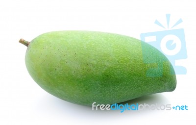 Green Mango Isolated On A White Background Stock Photo