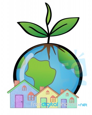 Green Planet And Homes Stock Image