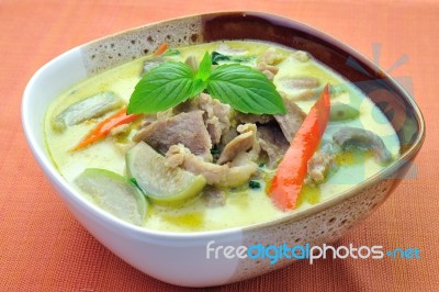 Green Pork Curry , Thai Cuisine Stock Photo