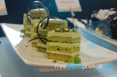 Green Tea Cake Stock Photo