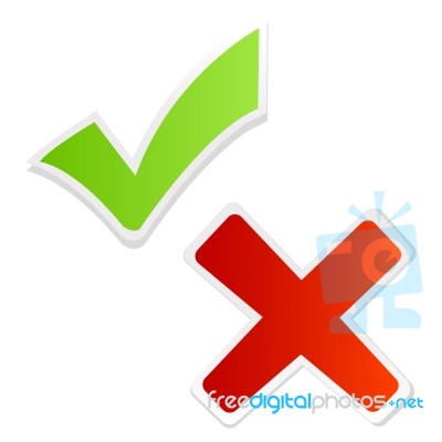 Green Tick Mark And Red Cross Stock Image