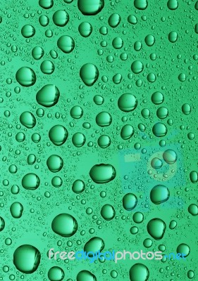 Green Water Drops Stock Photo