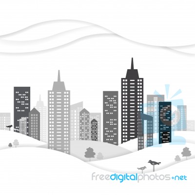 Grey City Background Paper Cut Stock Image
