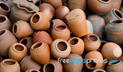 Group Of Clay Pottery Stock Photo