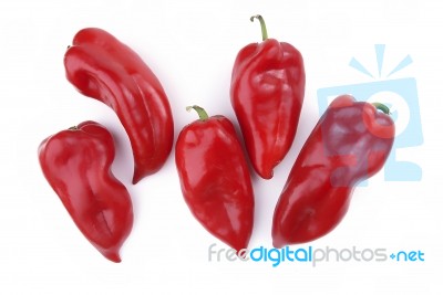 Group Of red Peppers Stock Photo