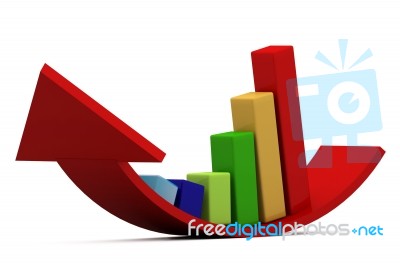 Growing Bar Chart With Arrow Stock Image