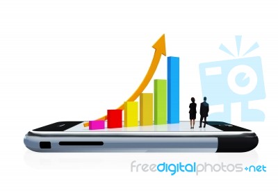 Growing Chart On Mobile Phone Stock Image