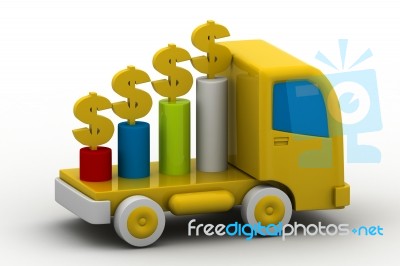Growing Dollar Graph On Vehicle Stock Image