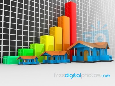 Growth In Real Estate Shown On Graph, Colourful Graph Stock Image