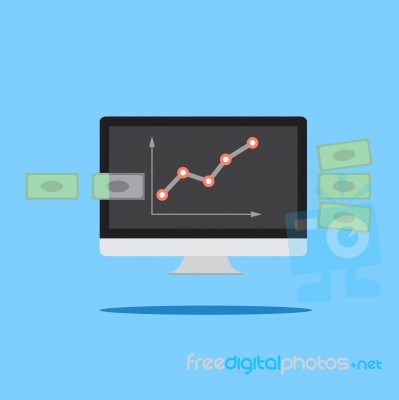 Growth Up Money From Business With Computer. . Eps10 Stock Image