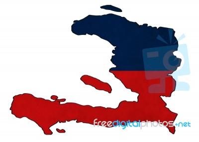 Haiti Map On Haiti Flag Drawing ,grunge And Retro Flag Series Stock Image
