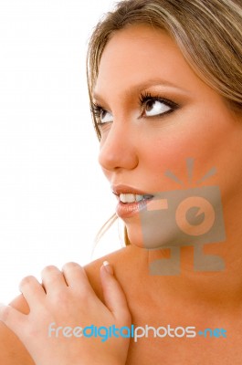 Half Length View Of Young Sexy Woman Stock Photo
