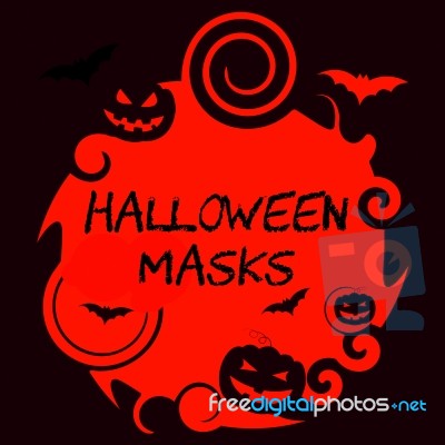 Halloween Masks Shows Trick Or Treat And Disguise Stock Image