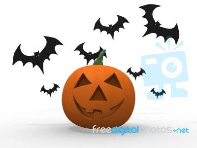 Halloween Pumpkin And Bats Stock Image