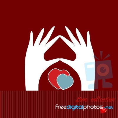 Hand And Red Heart Paper Stock Image