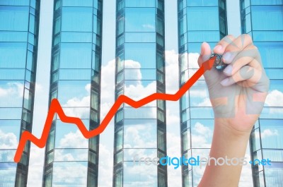 Hand Drawing Business Graph Stock Photo