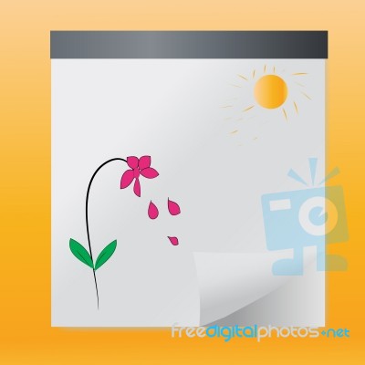 Hand Drawn Flower And Sun In Summer Stock Image