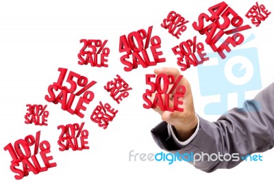 Hand Holding Fifty Percent Discount Stock Image