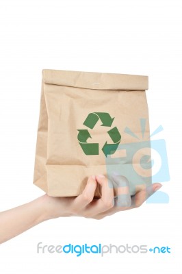 Hand Holding Recycle Bag Stock Photo