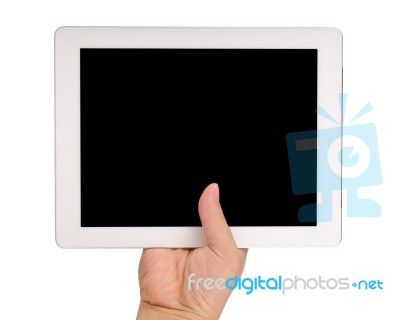 Hand Holding Tablet Computer Stock Photo