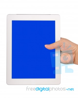 Hand Holding Tablet Computer Stock Photo
