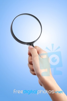 Hand Magnify Glass Stock Photo