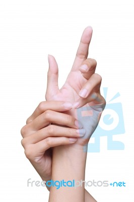 Hand On Isolated White Stock Photo