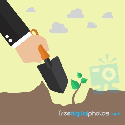 Hand Planting A Tree Stock Image