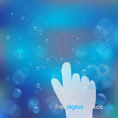 Hand Point On Water Bubbles And Bokeh Stock Image
