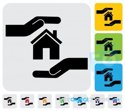 Hand Protecting House Graphic Stock Image