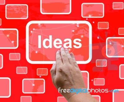 Hand Touching Ideas Button Stock Photo