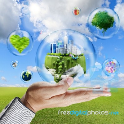 Hand With Bubbles Of Business Stock Image