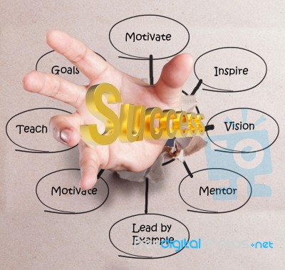 Hand With Golden Success Diagram Stock Image