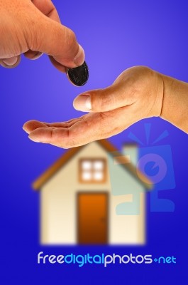 Hand With House And Money Stock Photo Hand With House And Money Stock Photo
