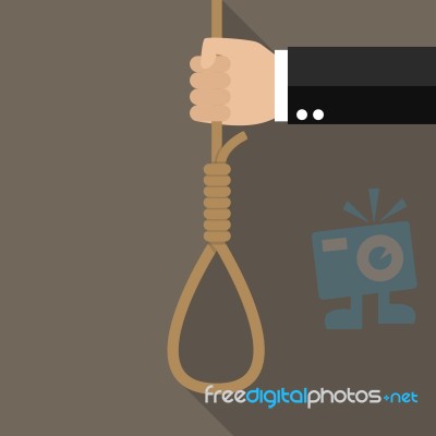 Hand With Rope Hanging Loop Stock Image