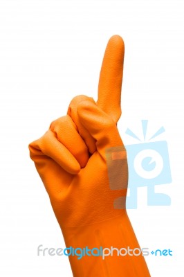 Hand With Rubber Glove Stock Photo