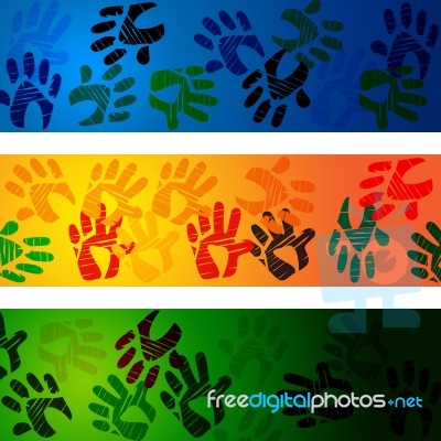 Hands Handprints Indicates Design Drawing And Abstract Stock Image