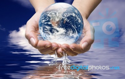 Hands Water Ocean Stock Image