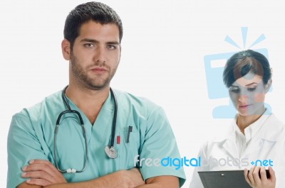 Handsome Doctor And Pretty Nurse Stock Photo