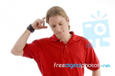 Handsome Young Guy Thinking Hard Stock Photo