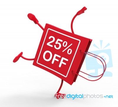 Handstand Shopping Bag Shows Sale Discount Twenty Five Percent O… Stock Image