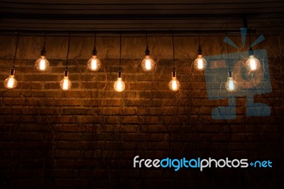 Hanging Lamp On The Wall Stock Photo
