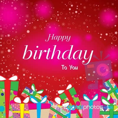 Happy Birthday With Colorful Gift On Red Background Happy Birthday On Star Background Stock Image Royalty Free Image Id 100396566