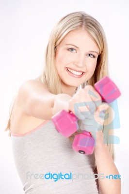 Happy Fitness Woman Stock Photo
